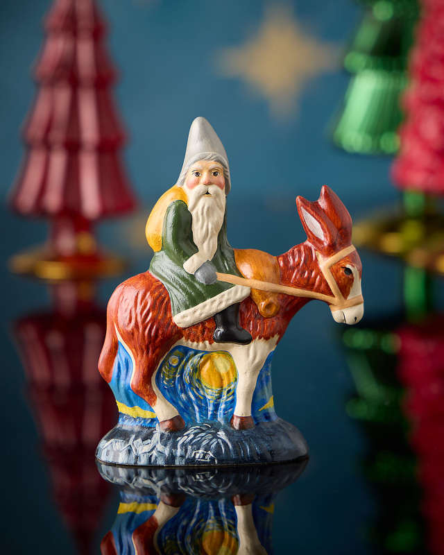 Santa on Mule Christmas Figurine